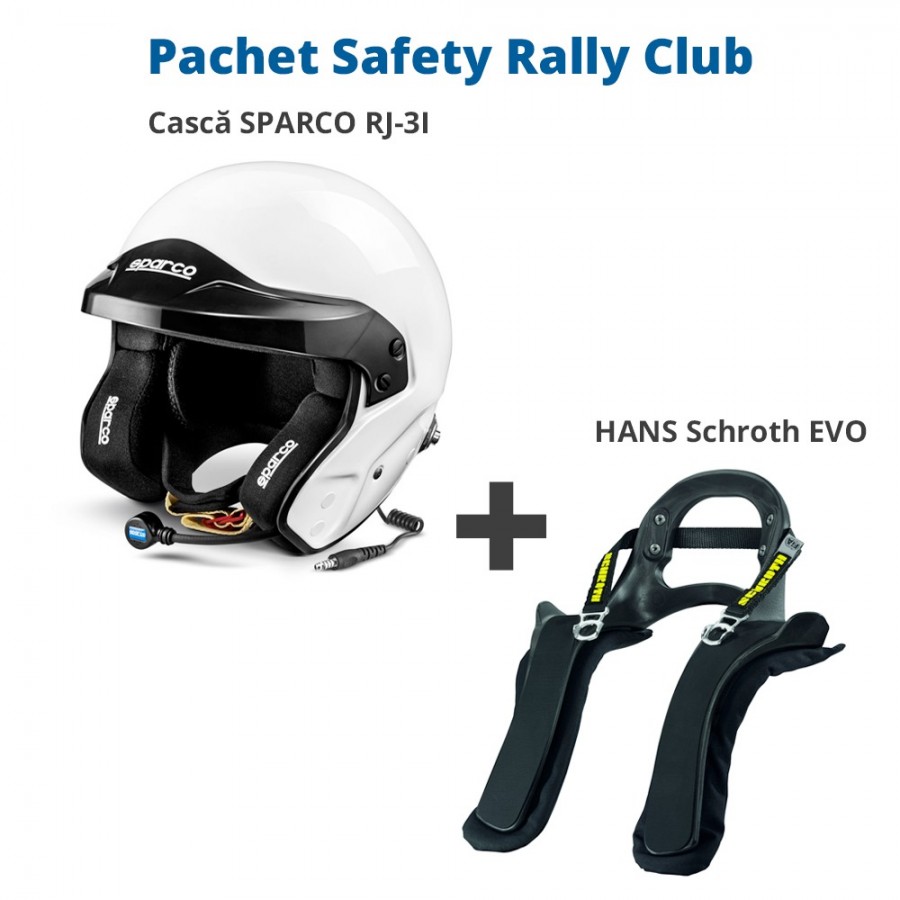 Pachet Safety Rally Club Casca Sparco + Hans Schroth 